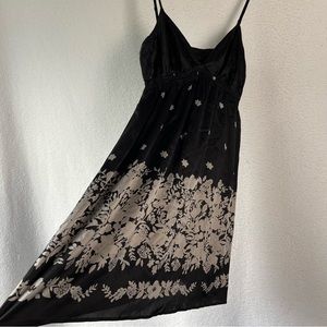 Express Silk Y2K Babydoll Dress Women M Medium Black White Spaghetti Strap Mini